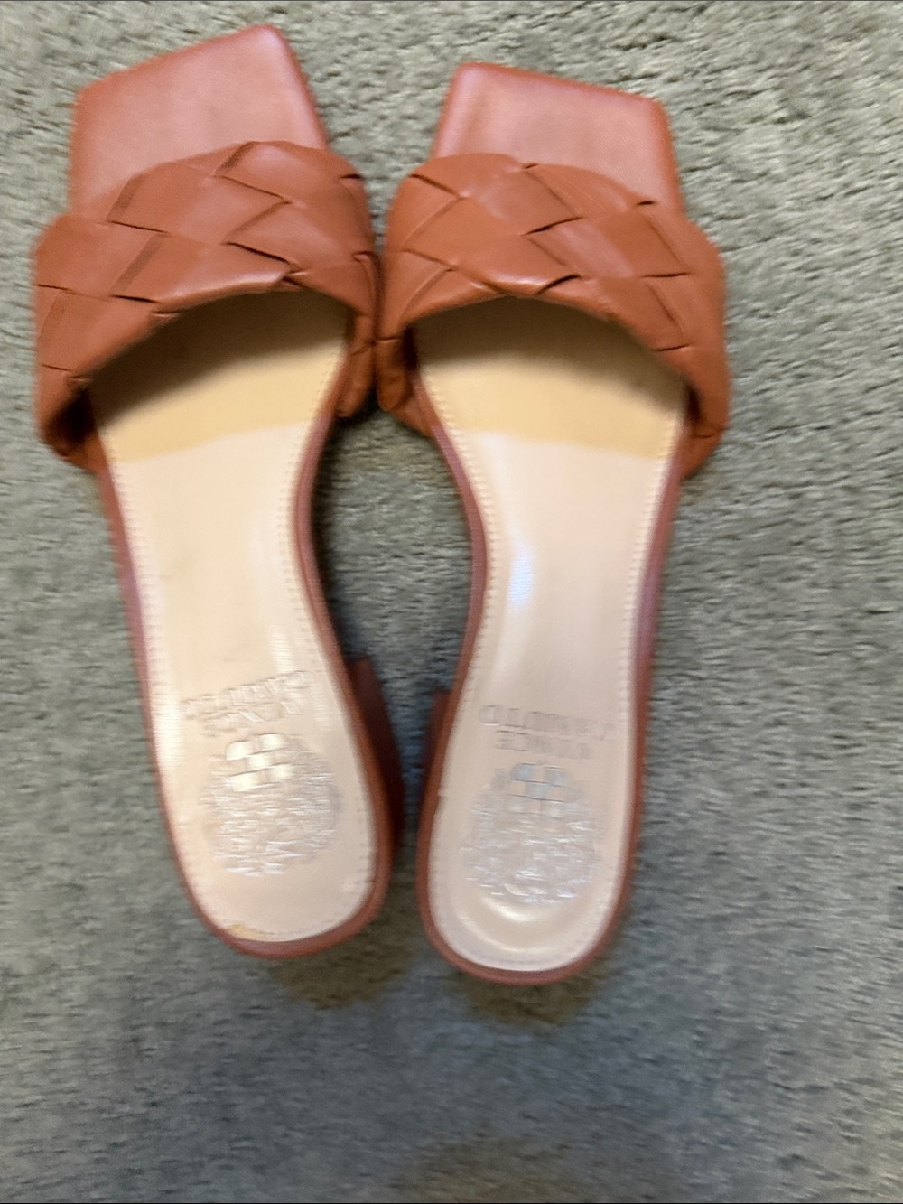 Vince Camuto Woven Slide Mules in Cognac Brown